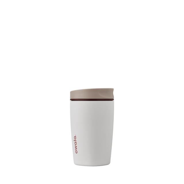 Owala SmoothSip Slider - Vaso de café aislado de acero inoxidable, reutilizable, taza de café helado reutilizable, taza de viaje para café caliente, libre de BPA, 12 onzas, bronceado/blanco (grano de - Imagen 1
