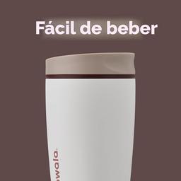 Owala SmoothSip Slider - Vaso de café aislado de acero inoxidable, reutilizable, taza de café helado reutilizable, taza de viaje para café caliente, libre de BPA, 12 onzas, bronceado/blanco (grano de - Vista 3