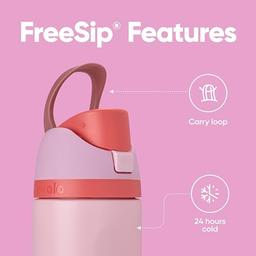 Owala FreeSip - Botella de agua aislada de acero inoxidable con popote para deportes y viajes, botella de agua deportiva sin BPA, 24 onzas, rosa, pastel de comida de ángel - Vista 4