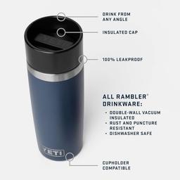 YETI Rambler - Botella de viaje de 16 onzas, acero inoxidable, aislada al vacío con tapa a prueba de fugas, color negro - Vista 3