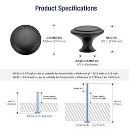 JOY DECOR Paquete de 18 tiradores de cajón de gabinete de cocina de 1.18 pulgadas (1.181 in), color negro mate con tornillos de instalación para aparadores, cocinas, armarios - Vista 4