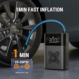 Inflador de neumáticos, compresor de aire portátil, bomba de aire de 150 PSI para automóvil, bomba de bicicleta eléctrica con medidor digital de presión de neumáticos, inflador de neumáticos - Vista 3