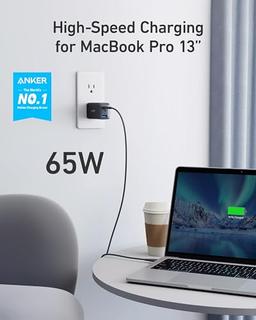 Anker Cargador USB C (Nano II 65W), PPS de 3 puertos Cargador de pared plegable rápido y compacto para MacBook Pro/Air, iPad Pro, Galaxy S20, Dell XPS 13, Note 20/10+, iPhone 17/17 Pro, Steam Deck y - Vista 3