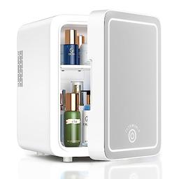 Refrigerador para el cuidado de la piel con espejo de luz LED regulable, mini refrigerador de maquillaje de 4L para dormitorio, automóvil, oficina y dormitorio, enfriador y calentador, refrigerador - Vista 2