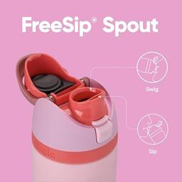 Owala FreeSip - Botella de agua aislada de acero inoxidable con popote para deportes y viajes, botella de agua deportiva sin BPA, 24 onzas, rosa, pastel de comida de ángel - Vista 3