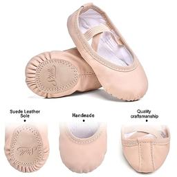 Stelle Zapatillas de ballet para niñas, de cuero suave, de baile para bebé/niños pequeños/niños grandes - Vista 4