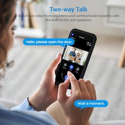 Timbre inalámbrico de video Wi-Fi con detección de movimiento AI, audio de vías, visión nocturna, almacenamiento en la nube, solo Wi-Fi de 2.4 GHz, funciona con pilas - Vista 4