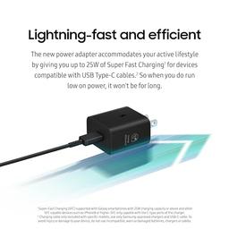 Samsung Adaptador de corriente para cargador de pared de 25 W, cable no incluido, carga súper rápida, diseño compacto, eficiencia energética, compatible con dispositivos Galaxy y USB tipo C, color - Vista 3