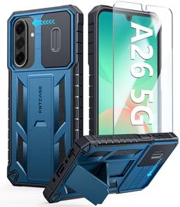 FNTCASE Funda para Samsung Galaxy A26-5G: grado militar para Galaxy A26-5G con soporte y tobogán | Funda protectora resistente resistente a caídas para teléfono celular Protector texturizado (azul) - Vista 2
