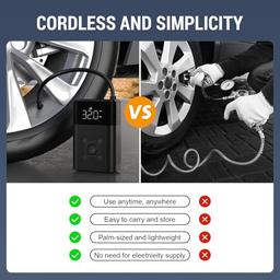 Inflador de neumáticos, compresor de aire portátil, bomba de aire de 150 PSI para automóvil, bomba de bicicleta eléctrica con medidor digital de presión de neumáticos, inflador de neumáticos - Vista 4