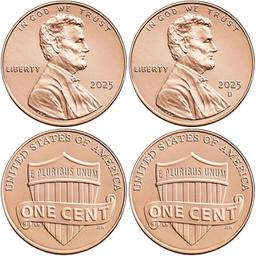 2025 P,D AU/BU Lincoln Shield Cents US Mint Uncirculated 2 Coin Set - Vista 2