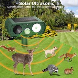 Repelente solar ultrasónico de animales para exteriores, dispositivos repelentes de ciervos, detección de movimiento, impermeable, gato, ardilla, mapache, mapache, perro, pájaro, disuasorio con luces - Vista 3