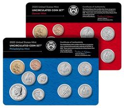 2025 P, D U.S. Mint Uncirculated 20 Coin Mint Set with CoA Uncirculated - Vista 2