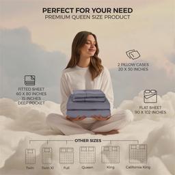 Utopia Bedding - Juego de sábanas de microfibra cepillada, resistente al encogimiento y a la decoloración, de fácil cuidado, 4 piezas, tamaño Queen, color gris - Vista 4