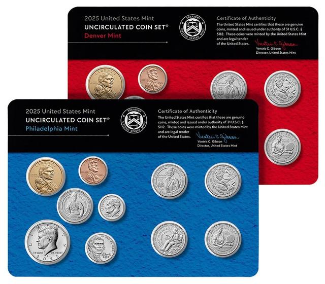 2025 P, D U.S. Mint Uncirculated 20 Coin Mint Set with CoA Uncirculated - Imagen 1