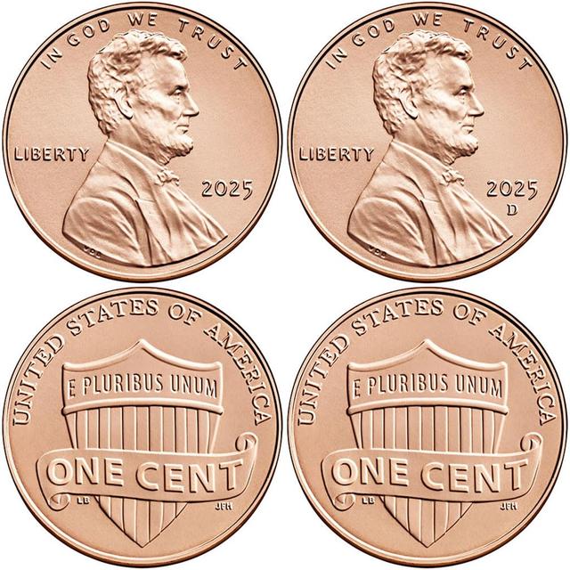 2025 P,D AU/BU Lincoln Shield Cents US Mint Uncirculated 2 Coin Set - Imagen 1
