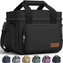 HOTOR Lonchera para hombres y mujeres – Bolsa térmica de almuerzo a prueba de fugas con correa ajustable, múltiples bolsillos para oficina, picnic, senderismo, playa, 1 capa, 8 L, negro, 9.8 x 8.7 x - Vista 1