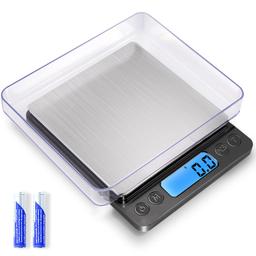 Báscula digital de cocina de alimentos mejorada, 105.82 oz/0.00 oz de alta precisión que mide en gramos y onzas para cocinar, hornear, joyas, función de tara, 2 bandejas, pantalla LCD (pilas - Vista 1