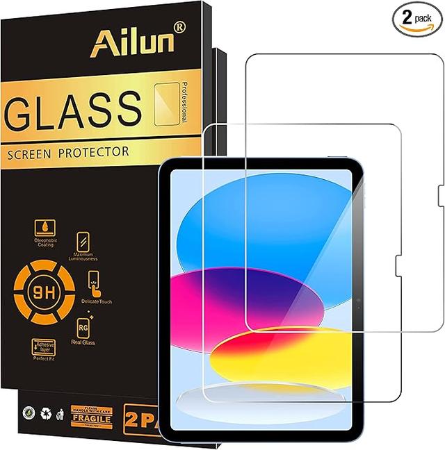 Ailun - Protector de pantalla para iPad de décima generación, pantalla de 10.9 pulgadas, vidrio templado (compatible con Face ID y Apple Pencil), compatible con fundas ultrasensibles, paquete de 2 - Imagen 1