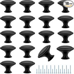 JOY DECOR Paquete de 18 tiradores de cajón de gabinete de cocina de 1.18 pulgadas (1.181 in), color negro mate con tornillos de instalación para aparadores, cocinas, armarios - Vista 1