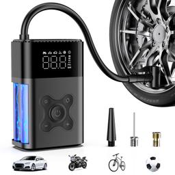 Inflador de neumáticos, compresor de aire portátil, bomba de aire de 150 PSI para automóvil, bomba de bicicleta eléctrica con medidor digital de presión de neumáticos, inflador de neumáticos - Vista 1