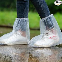 10 pares de fundas impermeables para zapatos de lluvia, fundas desechables de plástico para zapatos de lluvia, antideslizantes, para interiores y exteriores, para zapatos, cubrezapatos de plástico - Vista 1
